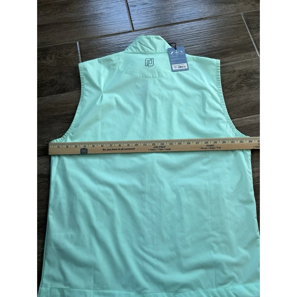 Foot Joy Men's Mint Green Lightweight Vest Full Zip Repaired Flaw Water Resist